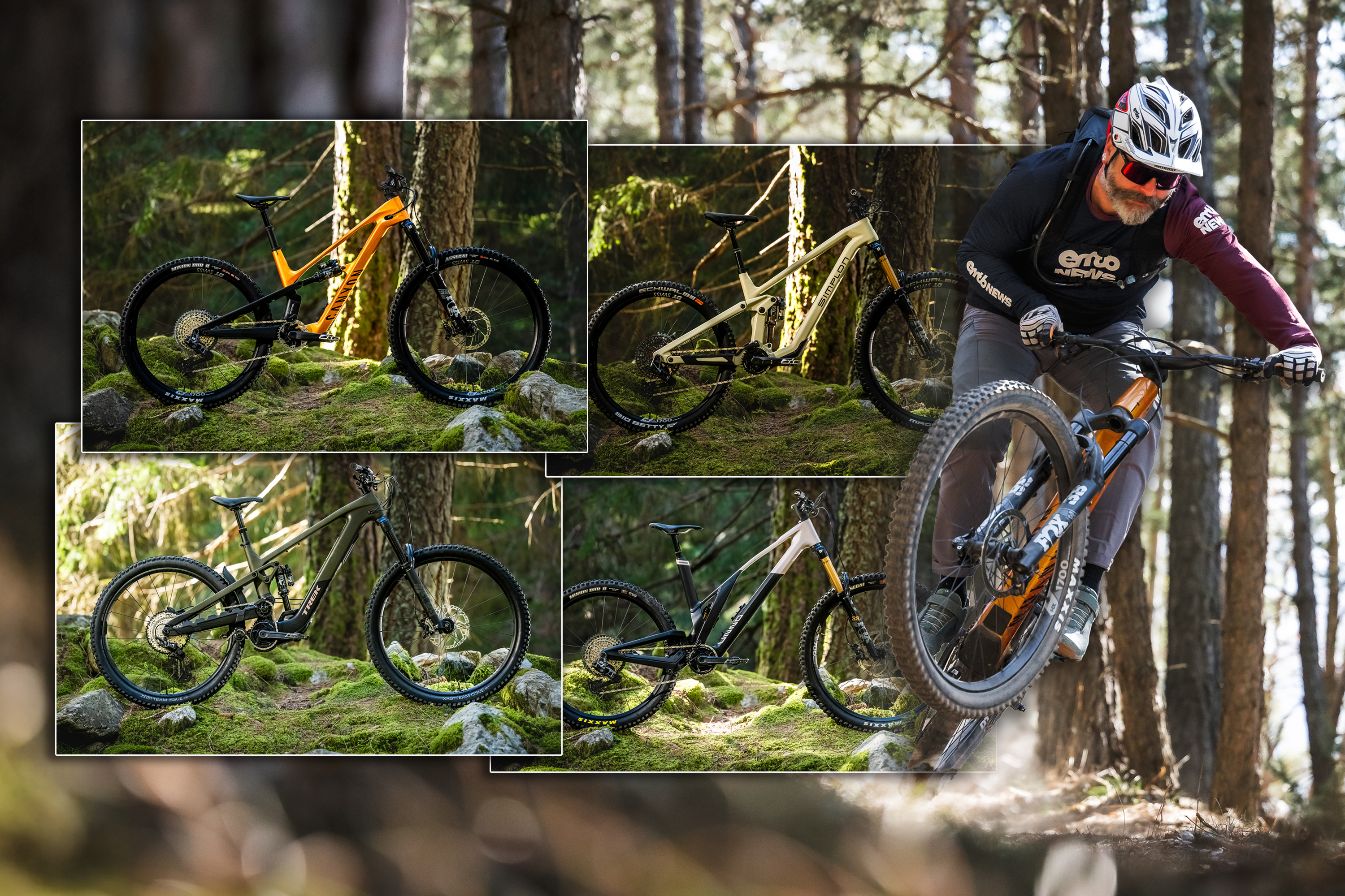 Canyon, Simplon, Trek und Unno mit TQ-HPR50: Vier potente Light-E-MTBs im Vergleichstest